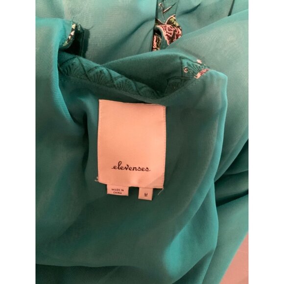 Elevenses Green Floral Butterfly Papillion Shorts Romper W/ Open Back, Size M - Picture 7 of 7